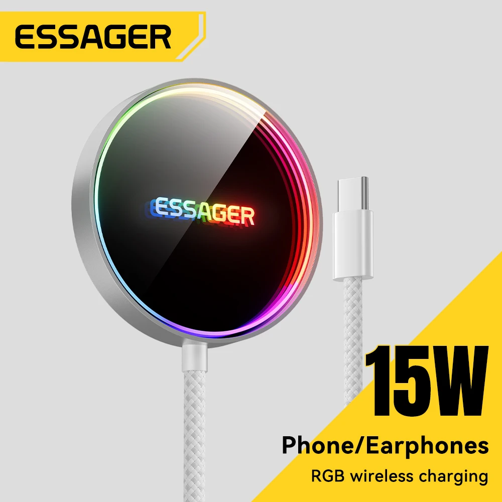 Магнитное беспроводное зарядное устройство ESSAGER 15W с RGB-подсветкой для быстрой зарядки телефонов iPhone 16, 15, 14, 13 Pro, совместимое с MagSafe, док-станция для зарядки телефонов
Магнитное беспроводное зарядное устройство ESSAGER 15W с RGB-подсветкой для быстрой зарядки телефонов iPhone 16, 15, 14, 13 Pro, совместимое с MagSafe, док-станция для зарядки телефонов