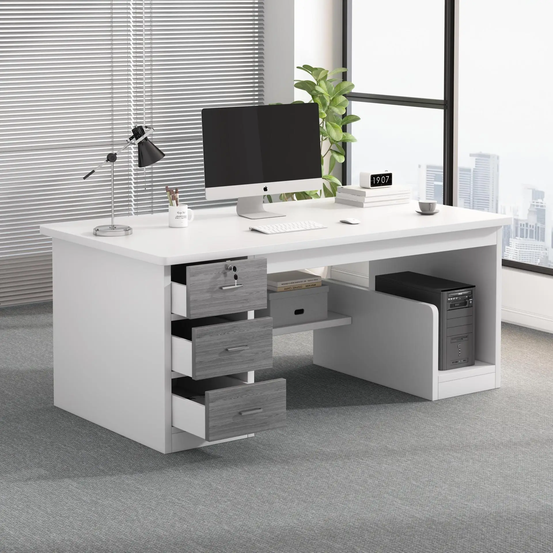 Computer desk Desktop desk Chair combination Boss desk Staff seat Office staff
Computer desk Desktop desk Chair combination Boss desk Staff seat Office staff