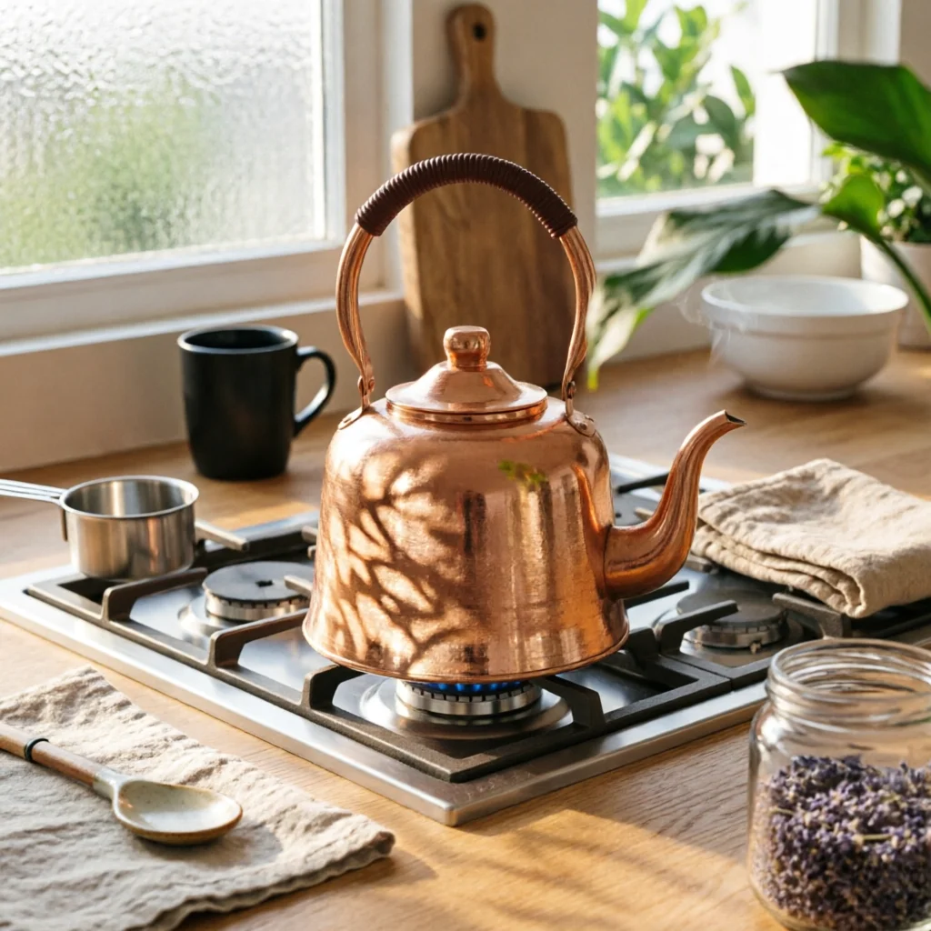 Stovetop Copper Teapot Easy to Pour Copper Stovetop Kettle Gas Cooktop Teapot Shiny Finish Kitchenware Non for Home Use
Stovetop Copper Teapot Easy to Pour Copper Stovetop Kettle Gas Cooktop Teapot Shiny Finish Kitchenware Non for Home Use