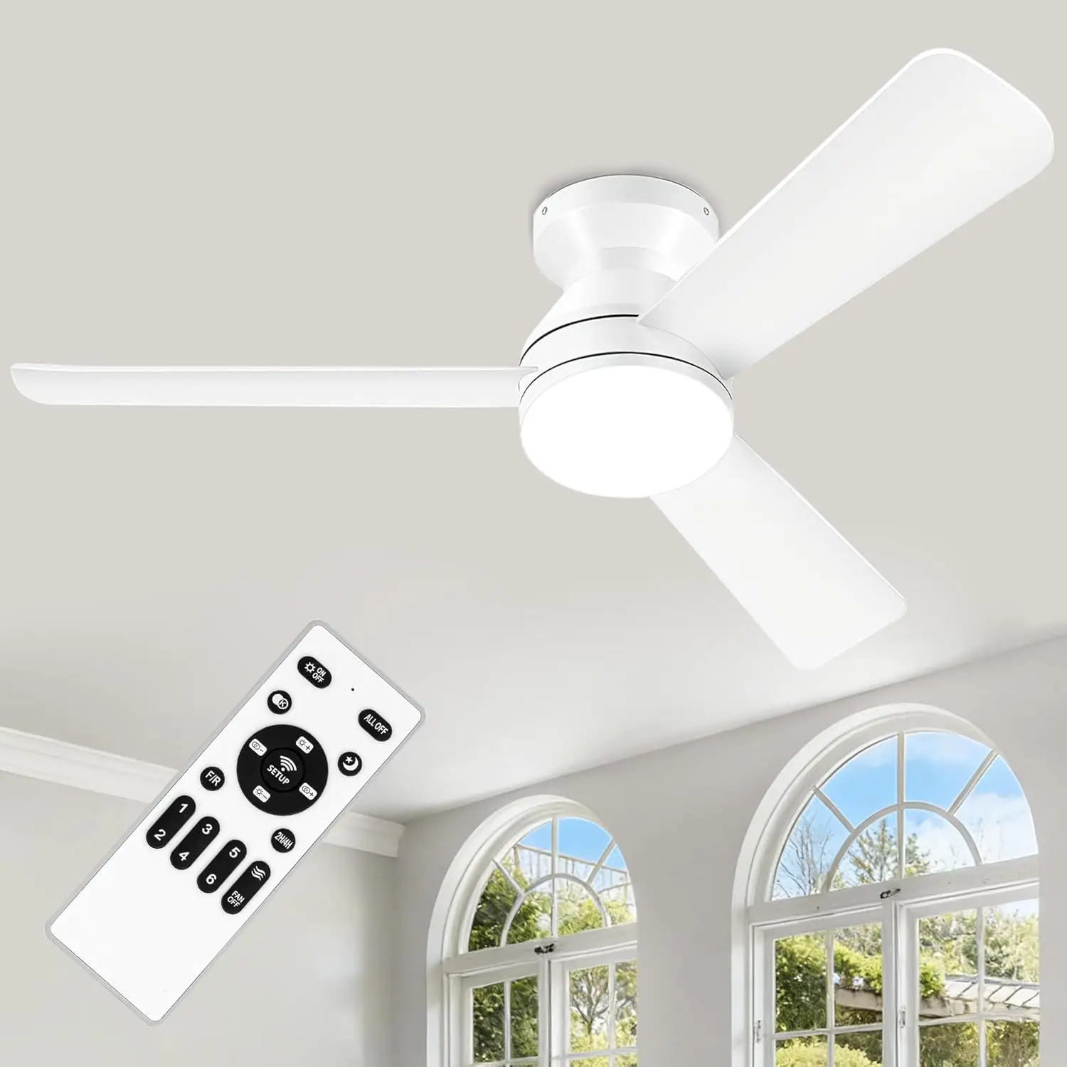 42" Low Profile Ceiling Fan with Light & Remote, 3CCT Dimmable, Noiseless DC Motor, White Flush Mount for Bedroom Indoor/Outdoor
42" Low Profile Ceiling Fan with Light & Remote, 3CCT Dimmable, Noiseless DC Motor, White Flush Mount for Bedroom Indoor/Outdoor