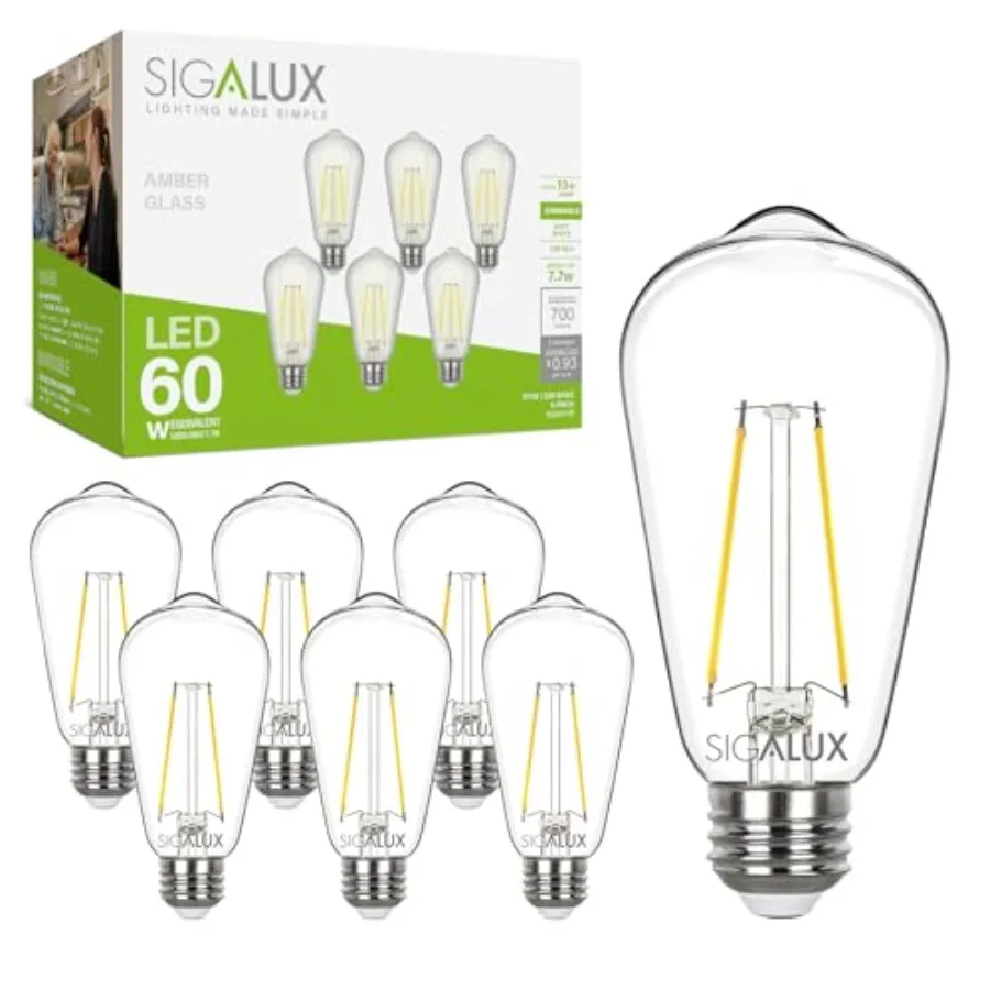 EcoBright, T20 Compliant LED Edison Light Bulbs, E26 LED Bulb ST58 Filament Clear Dimmable Vintage Light Bulbs 60W Equivalent,
EcoBright, T20 Compliant LED Edison Light Bulbs, E26 LED Bulb ST58 Filament Clear Dimmable Vintage Light Bulbs 60W Equivalent,
