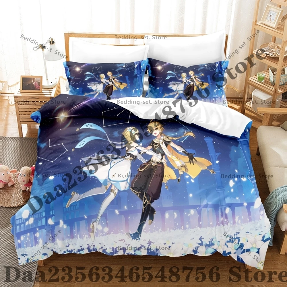 Kawaii Anime Aether And Lumine Bedding SetThree Piece Bedding Set - Luxury Comforter Set with Queen King Size Including Anime
Kawaii Anime Aether And Lumine Bedding SetThree Piece Bedding Set - Luxury Comforter Set with Queen King Size Including Anime