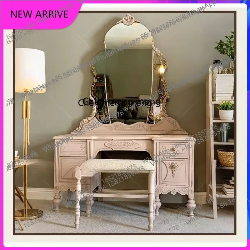 French retro carved solid wood dresser small apartment household makeup table storage cabinet H
French retro carved solid wood dresser small apartment household makeup table storage cabinet H