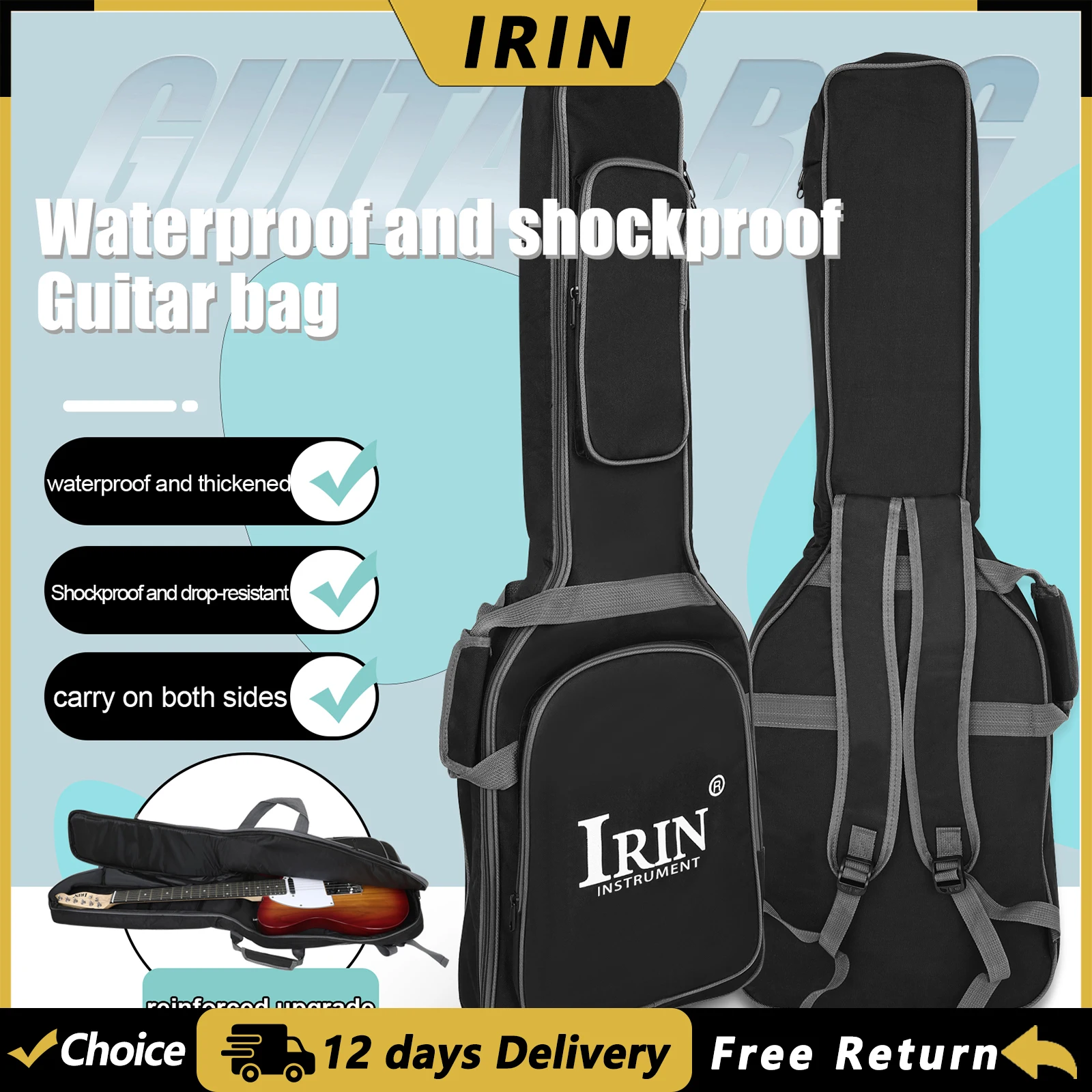 Чехол для электрогитары IRIN, водонепроницаемая сумка для гитары, мягкий рюкзак для гитары с двойным ремешком, утолщенная сумка 10 мм, аксессуары для гитары
Чехол для электрогитары IRIN, водонепроницаемая сумка для гитары, мягкий рюкзак для гитары с двойным ремешком, утолщенная сумка 10 мм, аксессуары для гитары