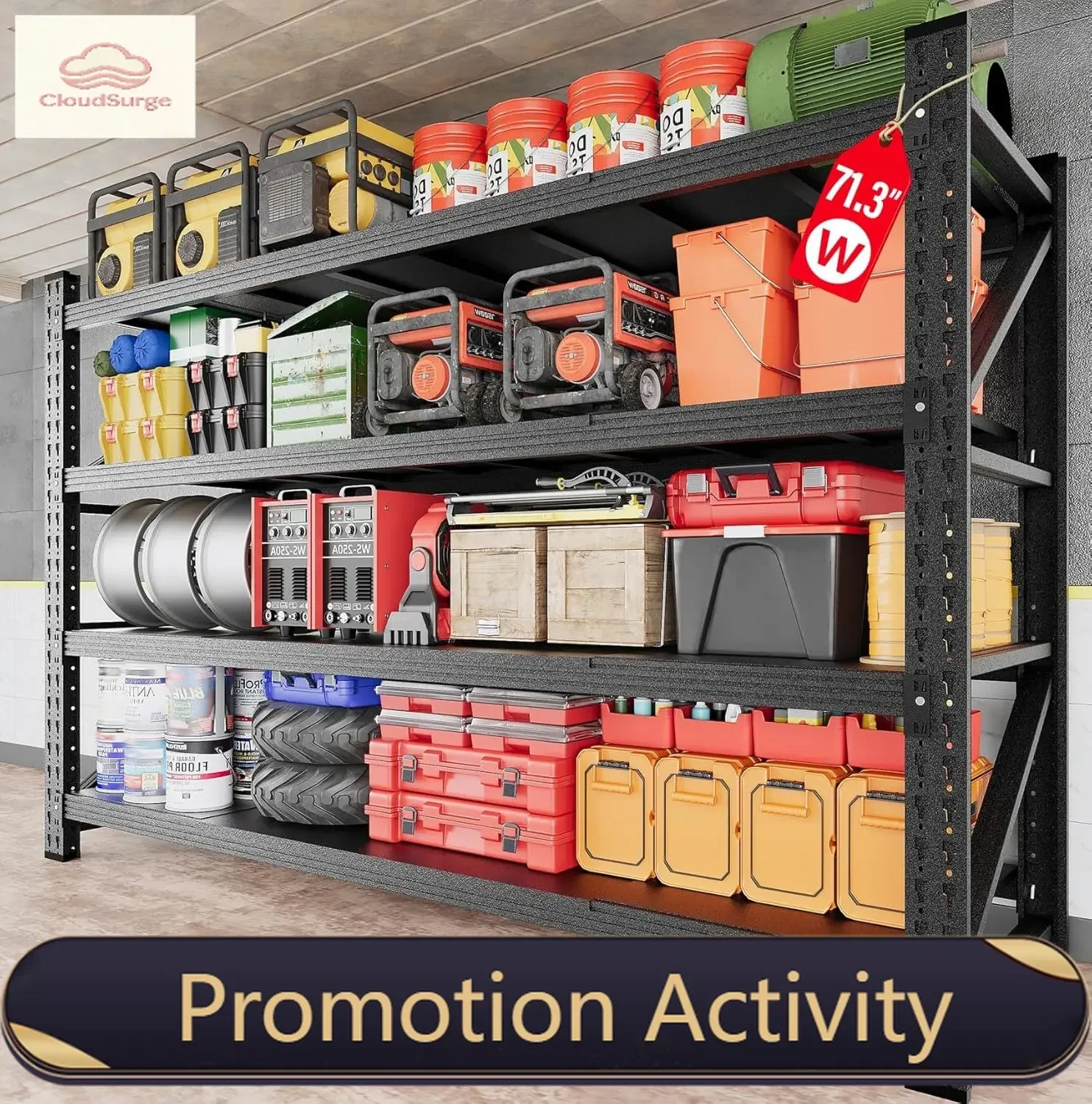 71.3" Wide Heavy Duty Garage Shelving Units,5000LBS Deep Storage Shelves,Black Metal Garage Shelves,Steel Shelf,Large Storage Ra
71.3" Wide Heavy Duty Garage Shelving Units,5000LBS Deep Storage Shelves,Black Metal Garage Shelves,Steel Shelf,Large Storage Ra