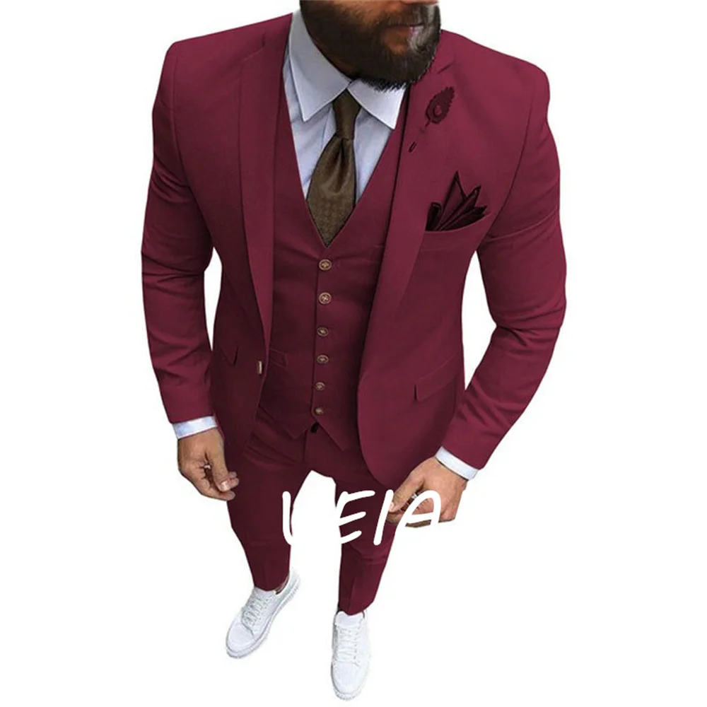 Suits for Men Wedding Tuxedo Single Breasted Peaked Lapel Jacket Pants Vest Three Piece Formal Slim Fit Costume Homme
Suits for Men Wedding Tuxedo Single Breasted Peaked Lapel Jacket Pants Vest Three Piece Formal Slim Fit Costume Homme