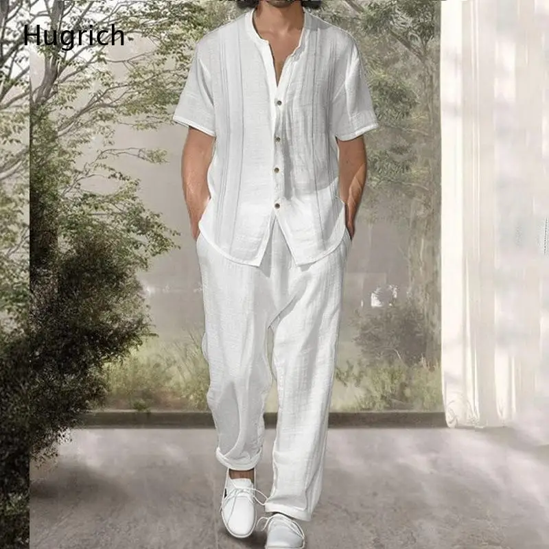 Men's Lightweight Breathable Two-Piece Set - Textured Mandarin Collar Shirt and Relaxed Fit Full Length Pants
Men's Lightweight Breathable Two-Piece Set - Textured Mandarin Collar Shirt and Relaxed Fit Full Length Pants