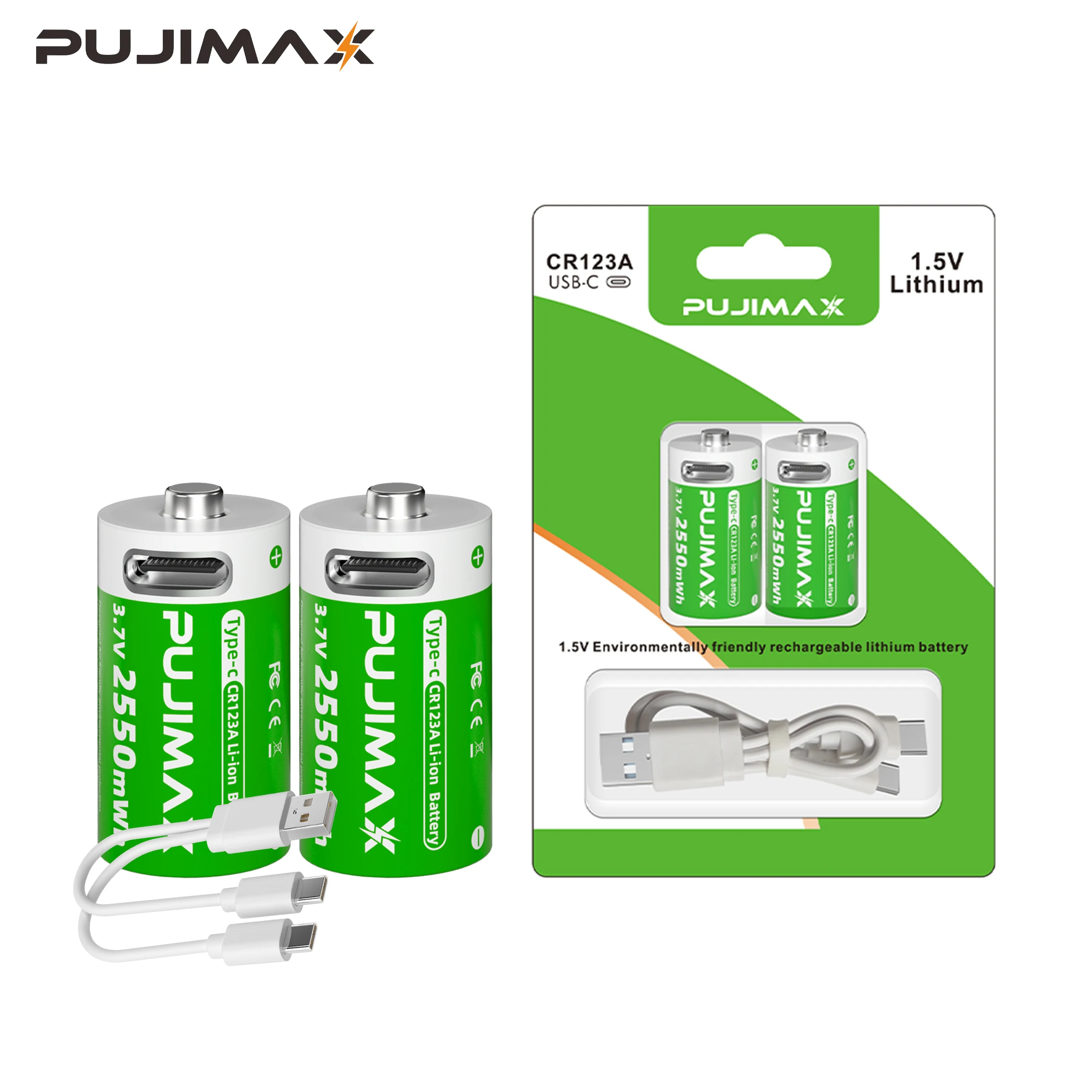 PUJIMAX CR123A Battery Rechargeable lipo battery carregadorde pilhas recarregáveis bateria recarregavel pilas recargables Type-c
PUJIMAX CR123A Battery Rechargeable lipo battery carregadorde pilhas recarregáveis bateria recarregavel pilas recargables Type-c