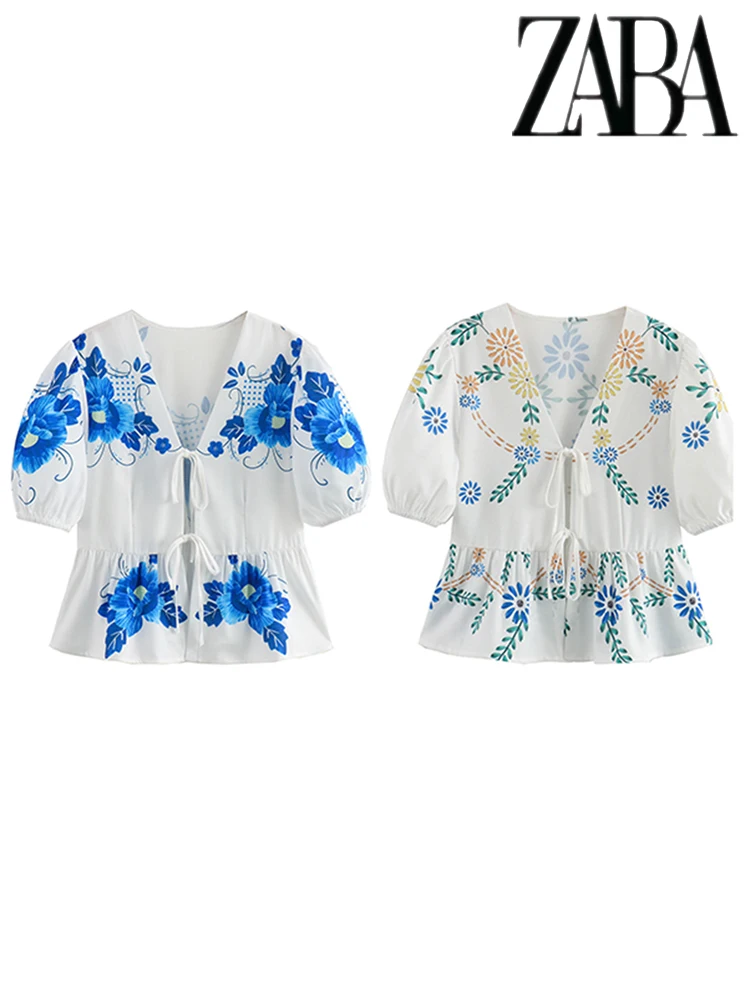 TRAF Women's Sexy V-Neck Placket Tie Cardigan Tops Temperament Printed Bubble Sleeve Waist Shirt Versatile Short Sleeve Shirt
TRAF Women's Sexy V-Neck Placket Tie Cardigan Tops Temperament Printed Bubble Sleeve Waist Shirt Versatile Short Sleeve Shirt