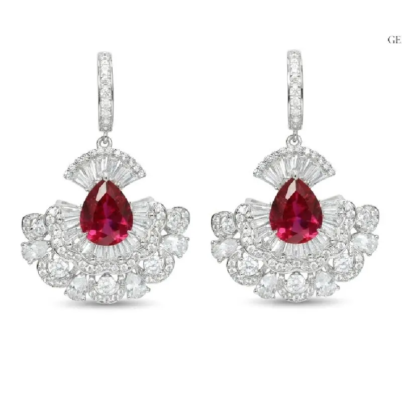 KQDANCE Luxury 925 Sterling Silver High Carbon Diamond Pear Cut Ruby SapphireFan Shaped Earrings Wedding Jewelry
KQDANCE Luxury 925 Sterling Silver High Carbon Diamond Pear Cut Ruby SapphireFan Shaped Earrings Wedding Jewelry