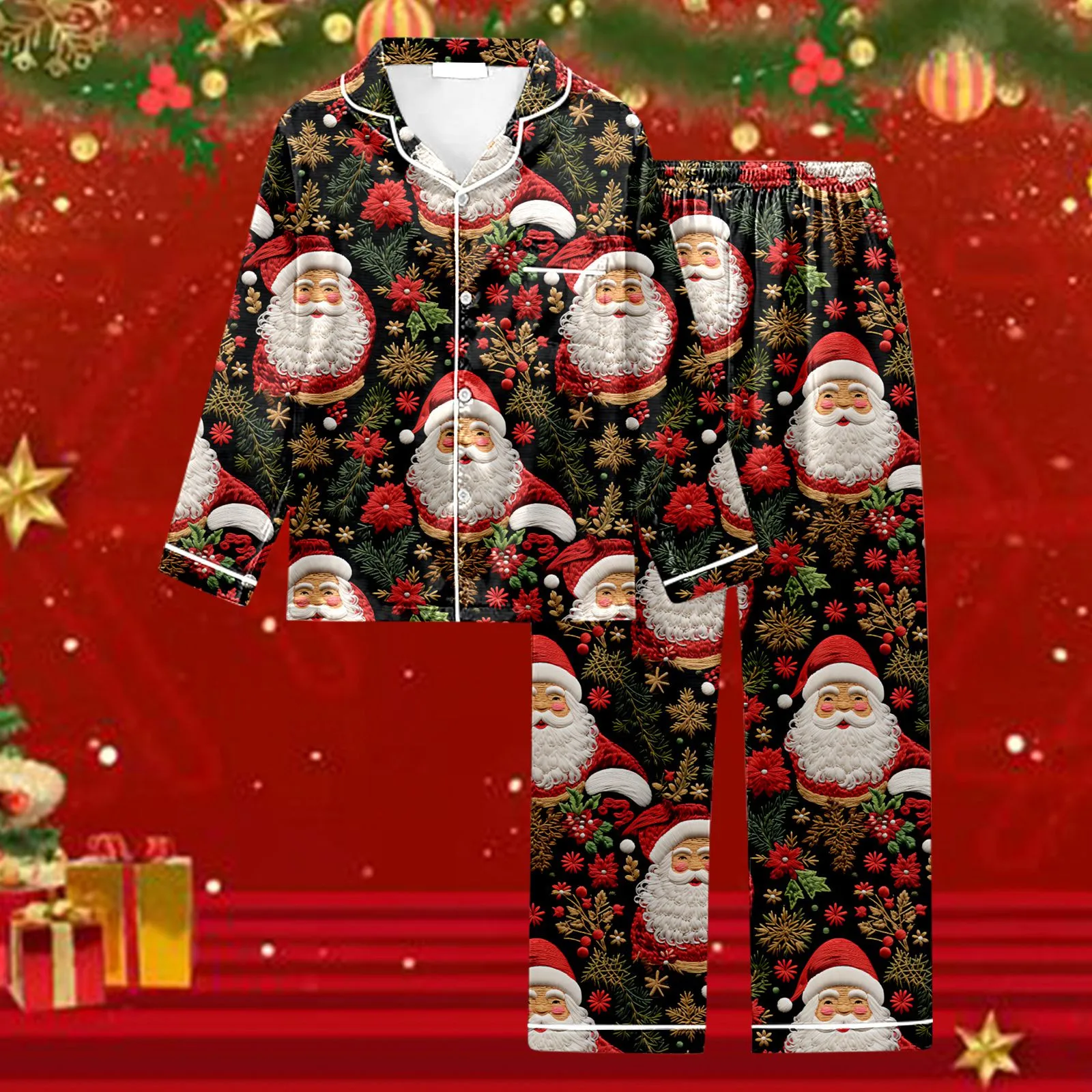 Women 2 Piece Sets Christmas Pajamas Outfits Fashion Casual Loose Long Sleeve Top+Straight Pant Home Clothes Sleepwear Set
Women 2 Piece Sets Christmas Pajamas Outfits Fashion Casual Loose Long Sleeve Top+Straight Pant Home Clothes Sleepwear Set 