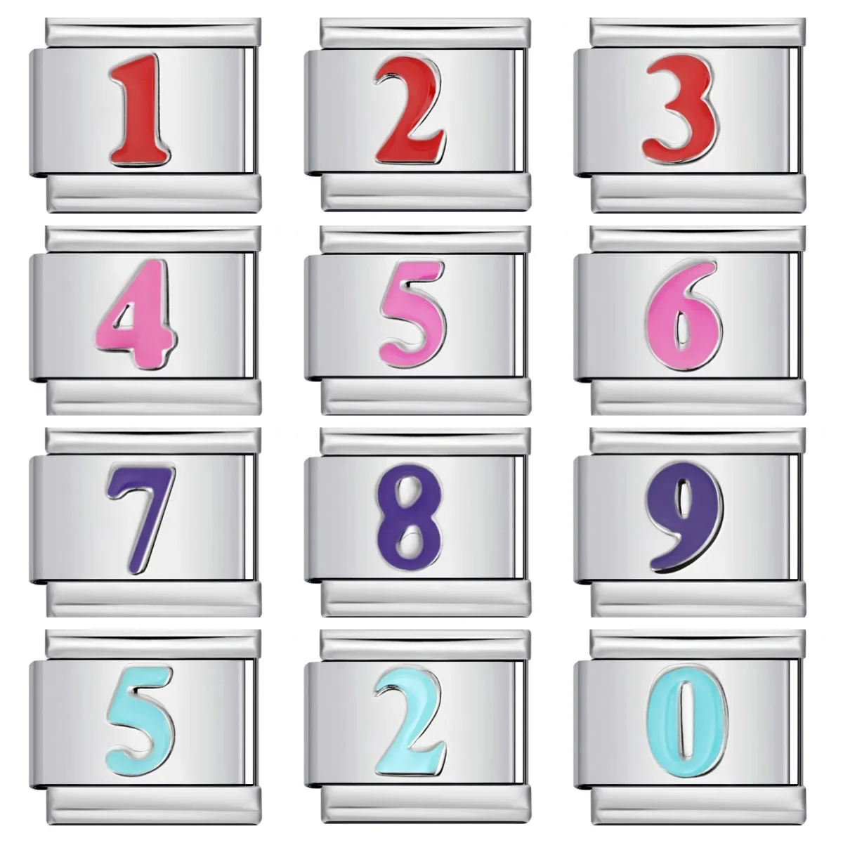 Fashion Women Girls Blue Pink Red Color 0-9 Number Charm Italian Links Fit 9mm Bracelet Stainless Steel DIY Making Jewelry
Fashion Women Girls Blue Pink Red Color 0-9 Number Charm Italian Links Fit 9mm Bracelet Stainless Steel DIY Making Jewelry