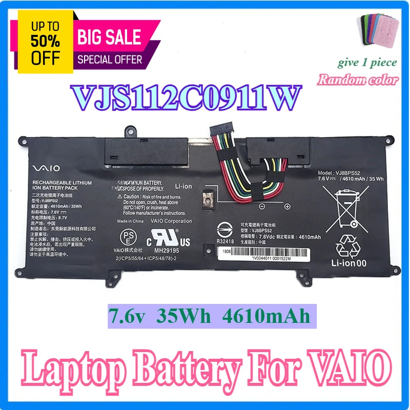 High-Quality Laptop Battery VJ8BPS52 for Sony VAIO S13 VJS112C0911W VJS132C0711B VJS131C0211S VJS112C0111B 4610mAh
High-Quality Laptop Battery VJ8BPS52 for Sony VAIO S13 VJS112C0911W VJS132C0711B VJS131C0211S VJS112C0111B 4610mAh
