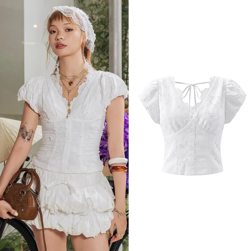 Women's New Blouses Summer 2026 New Fashion Embroidery Slim Short Shirts Blouse Chic Young Students Summer Street Shirts Tops
Women's New Blouses Summer 2026 New Fashion Embroidery Slim Short Shirts Blouse Chic Young Students Summer Street Shirts Tops