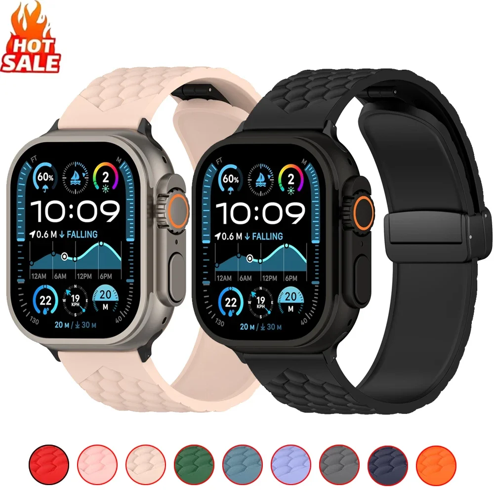 Silicone Band for Apple Watch Strap 44mm 45mm 46mm 49mm 40 41 Series Ultra 10 9 8 7 6 Wrist Bracelet for IWatch Magnetic buckle
Silicone Band for Apple Watch Strap 44mm 45mm 46mm 49mm 40 41 Series Ultra 10 9 8 7 6 Wrist Bracelet for IWatch Magnetic buckle