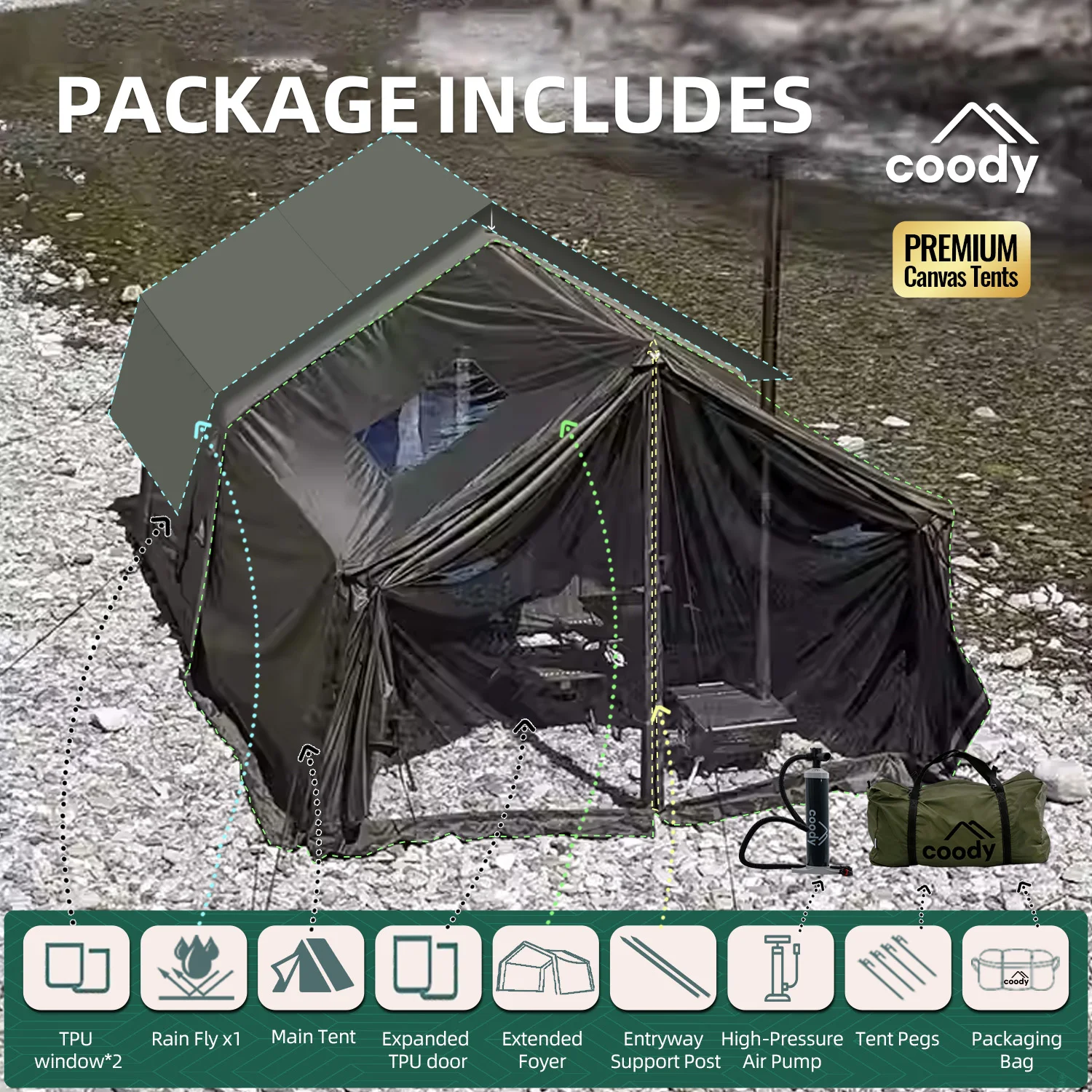 8.0+Framed Foyer Air Tent-Army Green Zelt Glamping Factory Sale Inflatable Cotton Inflatable Outdoor Camping Tents
8.0+Framed Foyer Air Tent-Army Green Zelt Glamping Factory Sale Inflatable Cotton Inflatable Outdoor Camping Tents