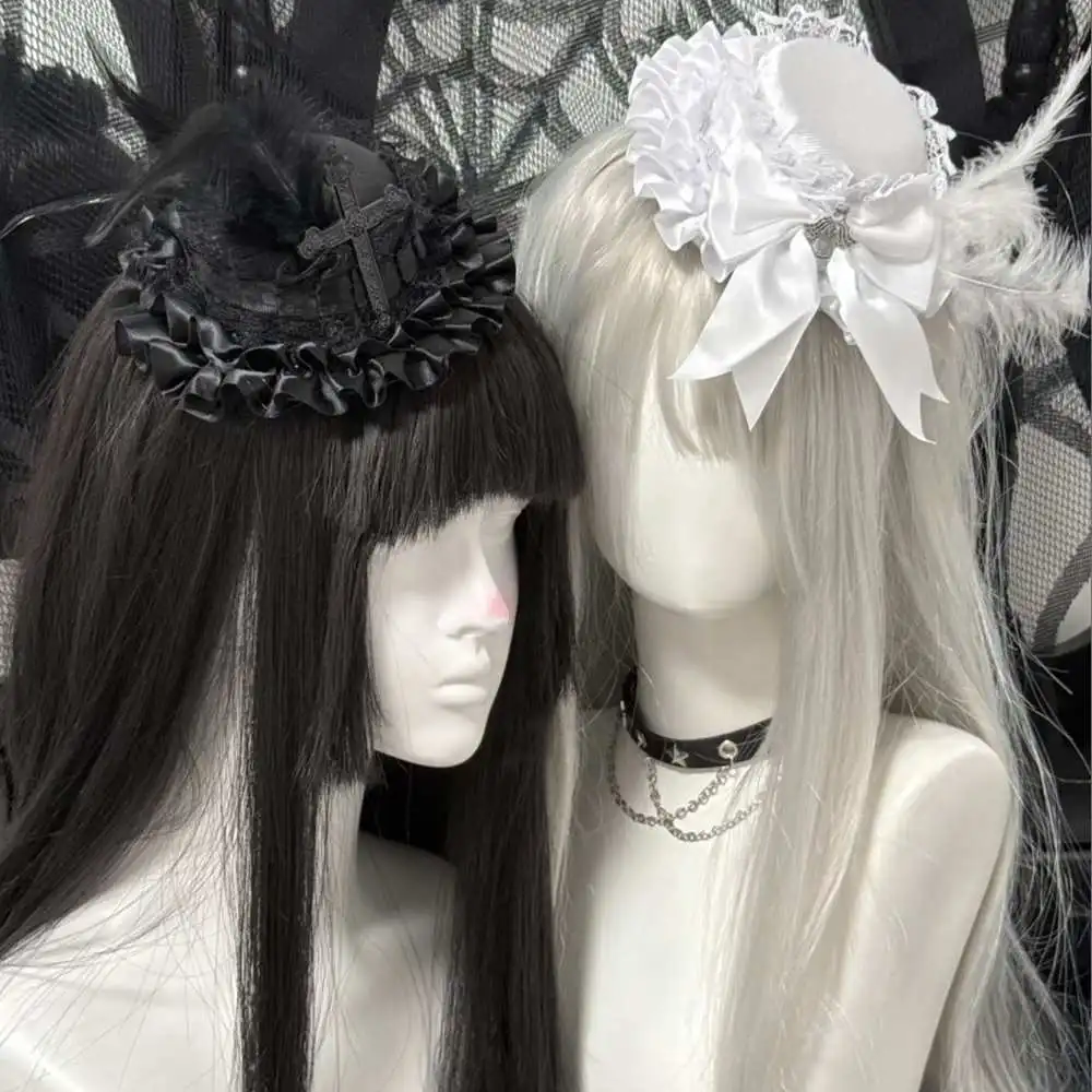 Black/White Gothic Lolita Headdress Angel Cross Bowknot Feather Small Top Hat Hairpin Side Clip Hair Punk Accessories
Black/White Gothic Lolita Headdress Angel Cross Bowknot Feather Small Top Hat Hairpin Side Clip Hair Punk Accessories