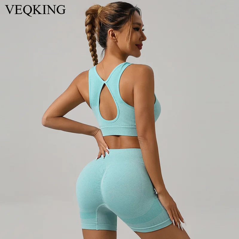 VEQKING Seamless 2 Pcs Yoga Set Women Hollow Back Fitness Workout Clothing Tracksuit Sportswear Outfit Crop Top Gym Shorts Set
VEQKING Seamless 2 Pcs Yoga Set Women Hollow Back Fitness Workout Clothing Tracksuit Sportswear Outfit Crop Top Gym Shorts Set