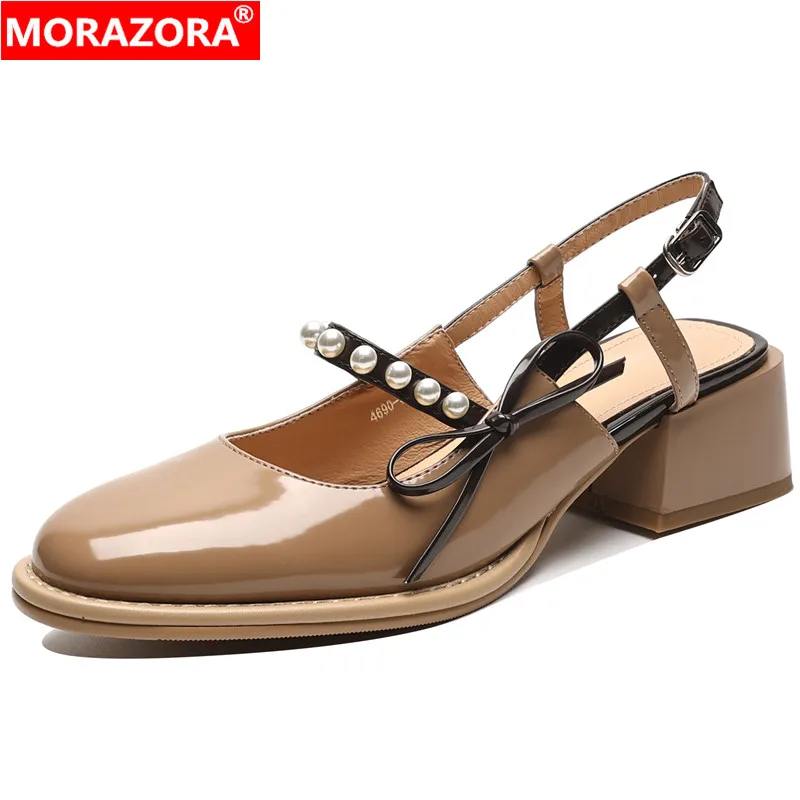 MORAZORA 2024 New Ladies Square Med Heels Shoes Slingbacks Buckle Genuine Leather Sandals Woman String Bead Solid Dress Shoes
MORAZORA 2024 New Ladies Square Med Heels Shoes Slingbacks Buckle Genuine Leather Sandals Woman String Bead Solid Dress Shoes