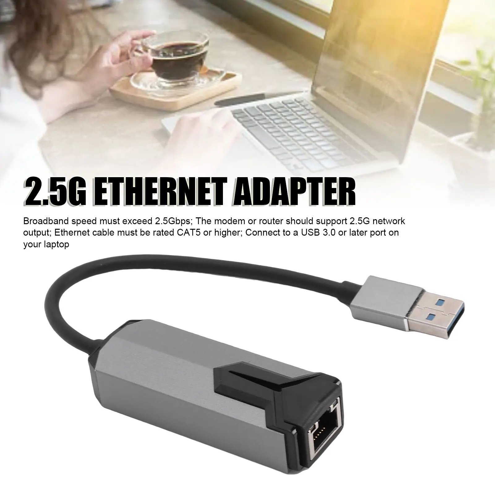 2.5G Wired Network Adapter 2500Mbps USB A 3.0 to RJ45 Ethernet Converter for Laptop and Desktop
2.5G Wired Network Adapter 2500Mbps USB A 3.0 to RJ45 Ethernet Converter for Laptop and Desktop