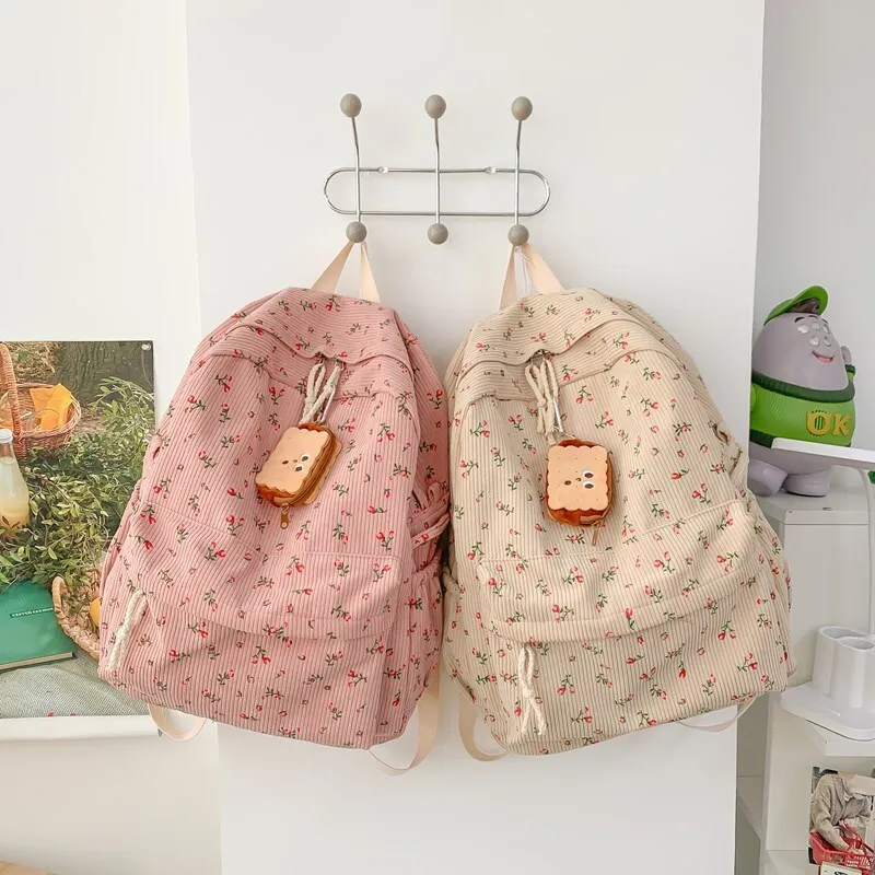 Japanese Style New Backpack Female Fashion Cute Corduroy Small Flower High School Student Backpack
Japanese Style New Backpack Female Fashion Cute Corduroy Small Flower High School Student Backpack