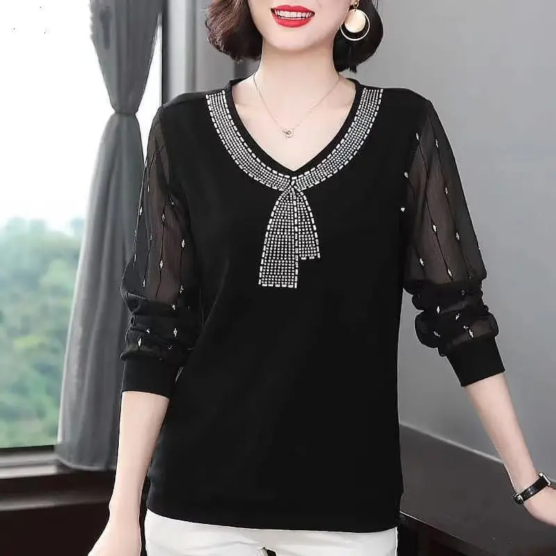 Long-sleeved T-shirt Women Thin Middle-aged Mothers Fashionable Mesh Base Shirt Ironing Loose Top
Long-sleeved T-shirt Women Thin Middle-aged Mothers Fashionable Mesh Base Shirt Ironing Loose Top