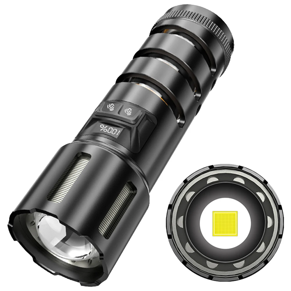 High Power LED Flashlight USB Rechargeable Strong Light Powerful LED Flashlight Zoomable IPX4 Waterproof 5000mAh Digital Display
High Power LED Flashlight USB Rechargeable Strong Light Powerful LED Flashlight Zoomable IPX4 Waterproof 5000mAh Digital Display