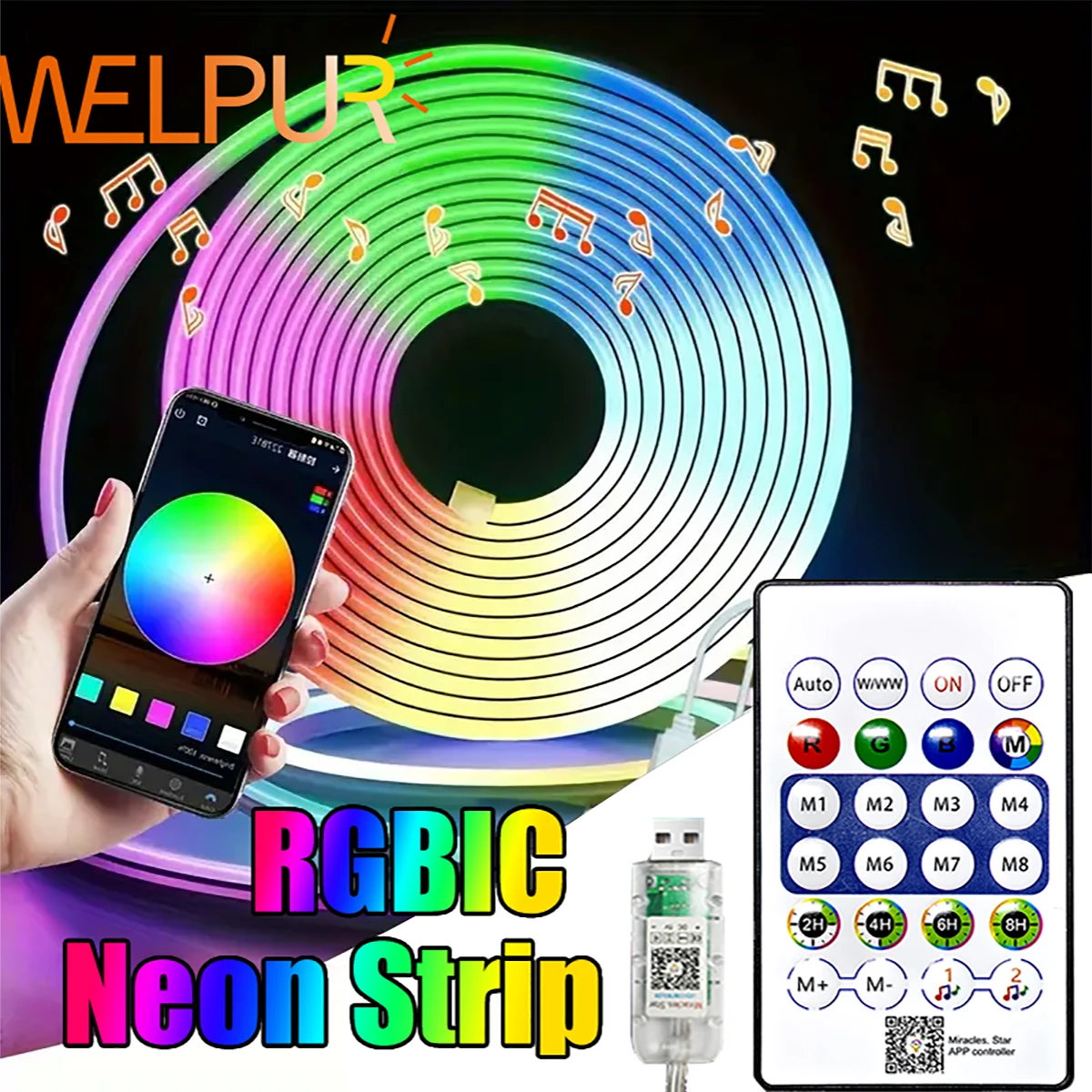 Неоновая лента RGBIC 5 В, питание от USB с приложением Bluetooth, пульт дистанционного управления, водонепроницаемая гибкая лента, неоновые огни 1 м, 2 м, 3 м, 5 м
Неоновая лента RGBIC 5 В, питание от USB с приложением Bluetooth, пульт дистанционного управления, водонепроницаемая гибкая лента, неоновые огни 1 м, 2 м, 3 м, 5 м