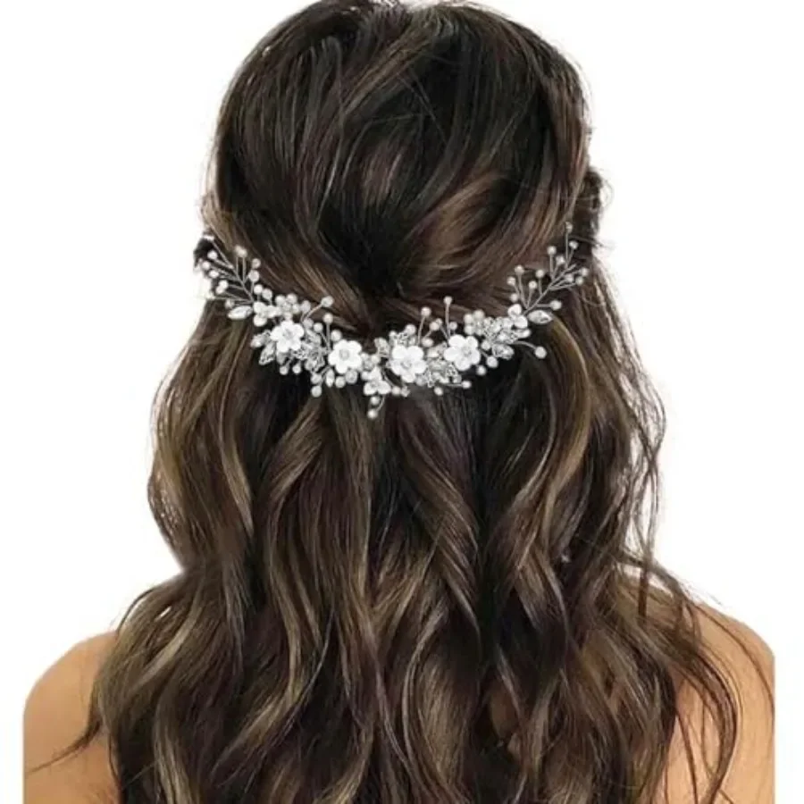 Flower Bride Wedding Hair Vine Crystal Bridal Headpieces Pearl Hair Accessories for Women and Girls
Flower Bride Wedding Hair Vine Crystal Bridal Headpieces Pearl Hair Accessories for Women and Girls