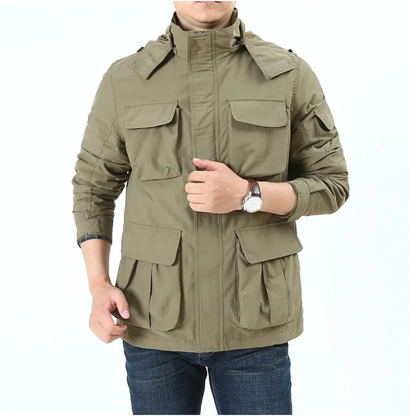 Men's Detachable Hat Windbreaker Jacket Spring Autumn Windproof Waterproof Multi-Pocket Outdoor Fashionable Workwear
Men's Detachable Hat Windbreaker Jacket Spring Autumn Windproof Waterproof Multi-Pocket Outdoor Fashionable Workwear