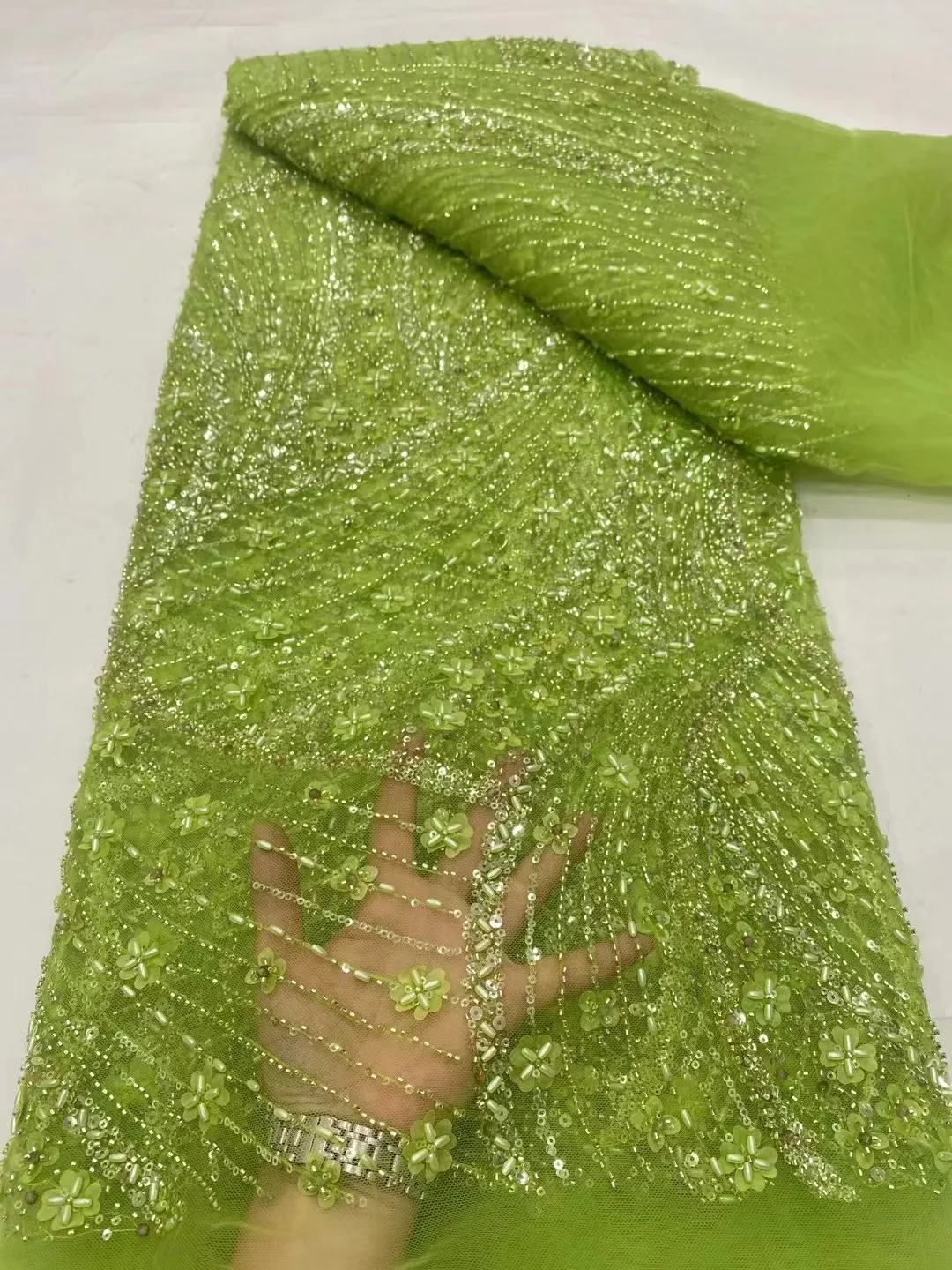 Heavy Beaded French Net Fabric Sequin High Quality Lace Material Nigerian Fabrics for Women Party Evening Dress Sewing
Heavy Beaded French Net Fabric Sequin High Quality Lace Material Nigerian Fabrics for Women Party Evening Dress Sewing