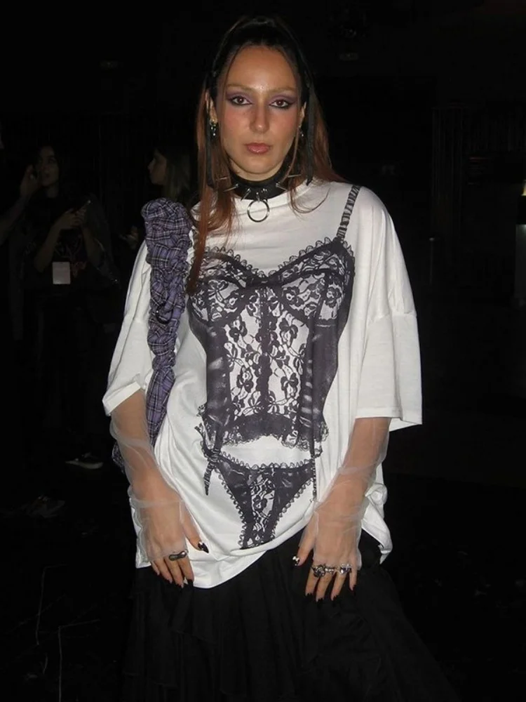 Lace 3D Print Oversized T Shirt O-Neck Y2k Accessories Short Sleeve Loose Crop Top Women Aesthetic Clothes White Ropa De Mujer
Lace 3D Print Oversized T Shirt O-Neck Y2k Accessories Short Sleeve Loose Crop Top Women Aesthetic Clothes White Ropa De Mujer