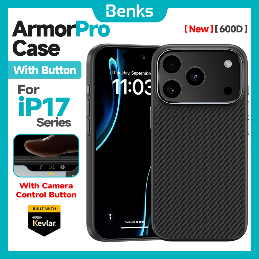 Benks ArmorPro aramid fiber anti drop phone case, suitable for iPhone 17 Pro Max with camera control button, compatible with
Benks ArmorPro aramid fiber anti drop phone case, suitable for iPhone 17 Pro Max with camera control button, compatible with