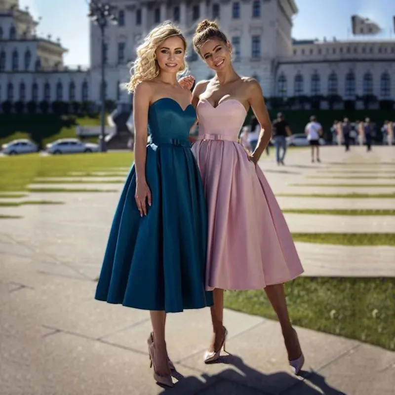 A Line Simple Sweetheart Evening Bridesmaid Dresses Wedding Party Formal Prom Birthday Tea Length Lace Up Back
A Line Simple Sweetheart Evening Bridesmaid Dresses Wedding Party Formal Prom Birthday Tea Length Lace Up Back