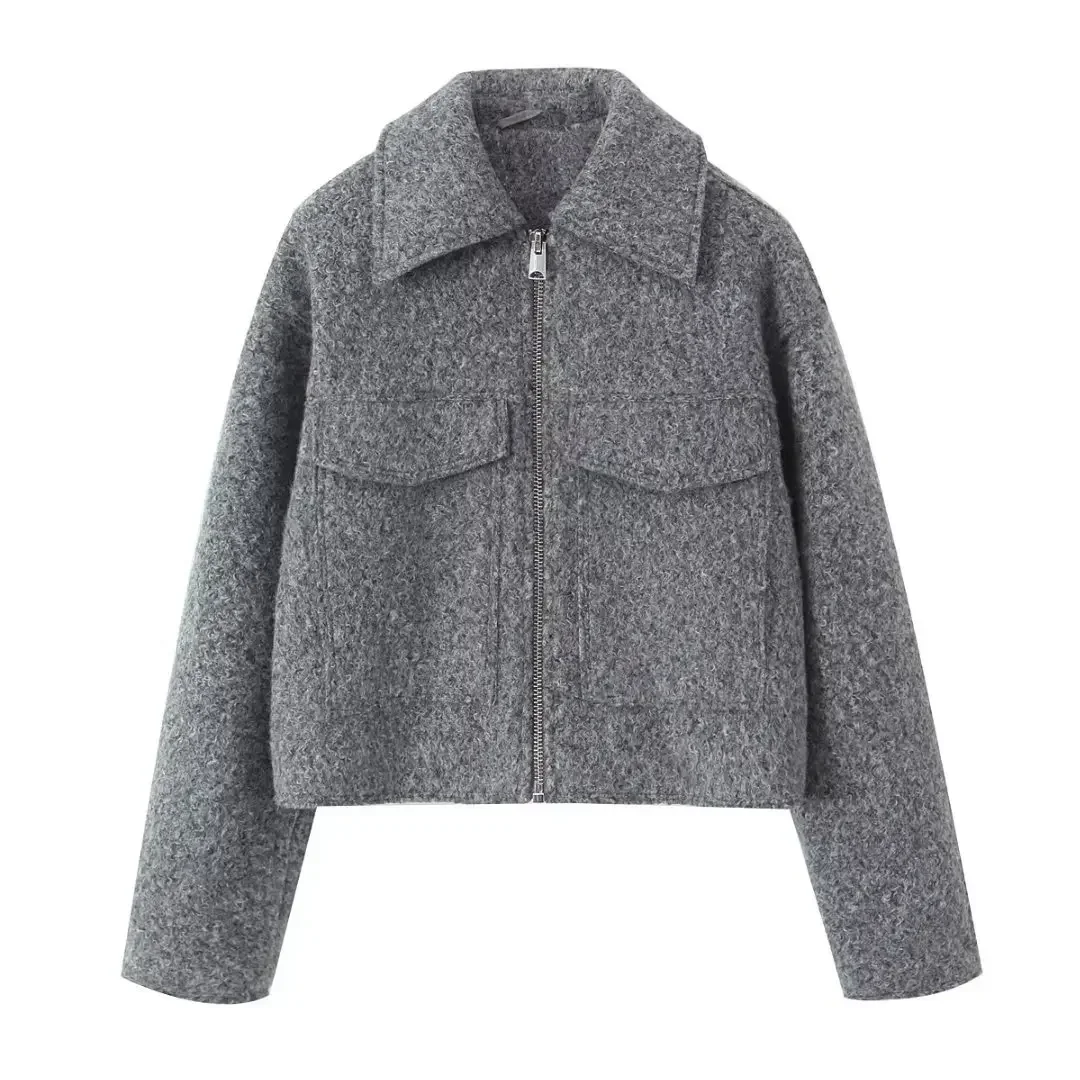Women Elegant Lapel Cropped Jacket 2023 Autumn Long Sleeve Solid Pocket Jackets Fashion Street Office Lady Zipper Casual Coats
Women Elegant Lapel Cropped Jacket 2023 Autumn Long Sleeve Solid Pocket Jackets Fashion Street Office Lady Zipper Casual Coats