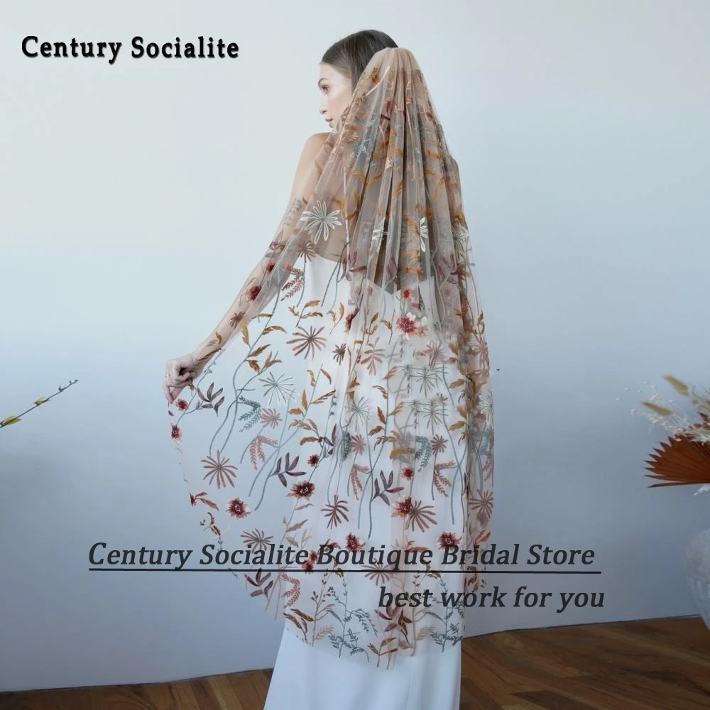 Champange Wildflower Boho Bridal Veils with Flowers One Layer Vintage Foral Leaf Embroidered Wedding Veil with Comb Customized
Champange Wildflower Boho Bridal Veils with Flowers One Layer Vintage Foral Leaf Embroidered Wedding Veil with Comb Customized