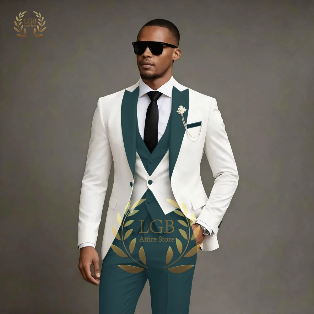 Men's 3-Piece Color Block Suit, Peak Lapel Blazer, Contrast Vest & Trousers for Weddings, Grooms & Formal Ceremonies
Men's 3-Piece Color Block Suit, Peak Lapel Blazer, Contrast Vest & Trousers for Weddings, Grooms & Formal Ceremonies