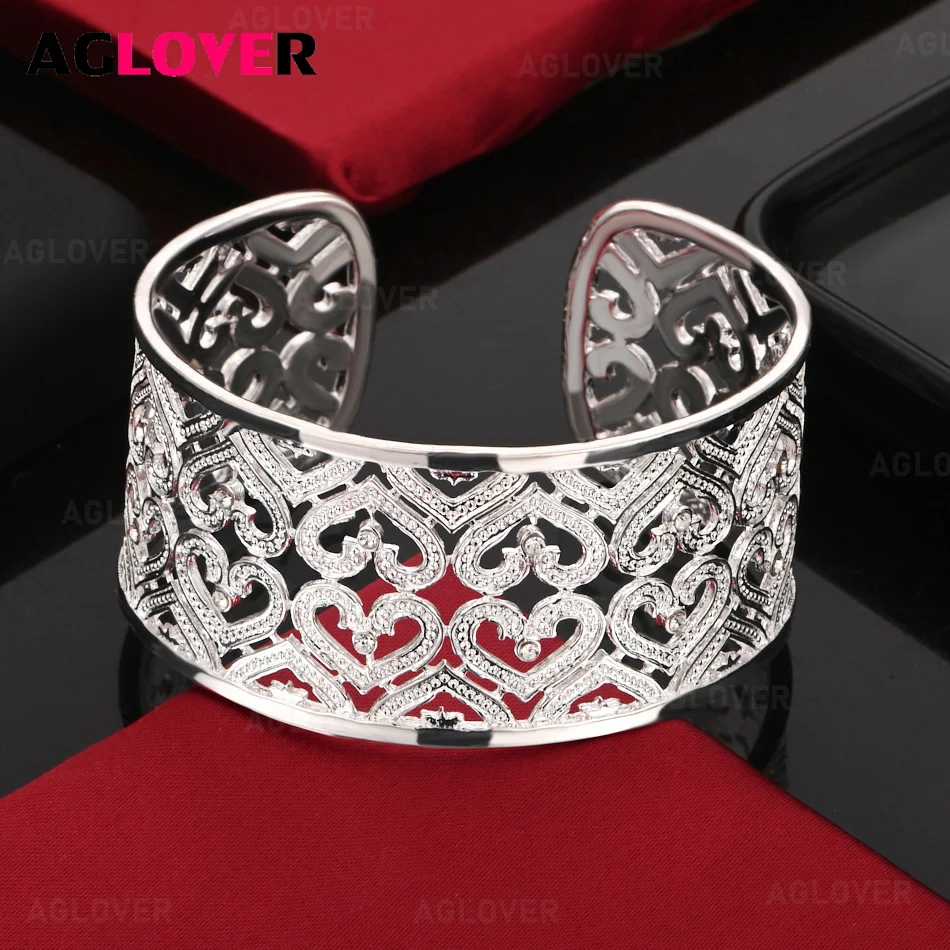 AGLOVER 925 Sterling Silver Hollow Heart Round Bracelet Women Fashion Charm Party Jewelry
AGLOVER 925 Sterling Silver Hollow Heart Round Bracelet Women Fashion Charm Party Jewelry