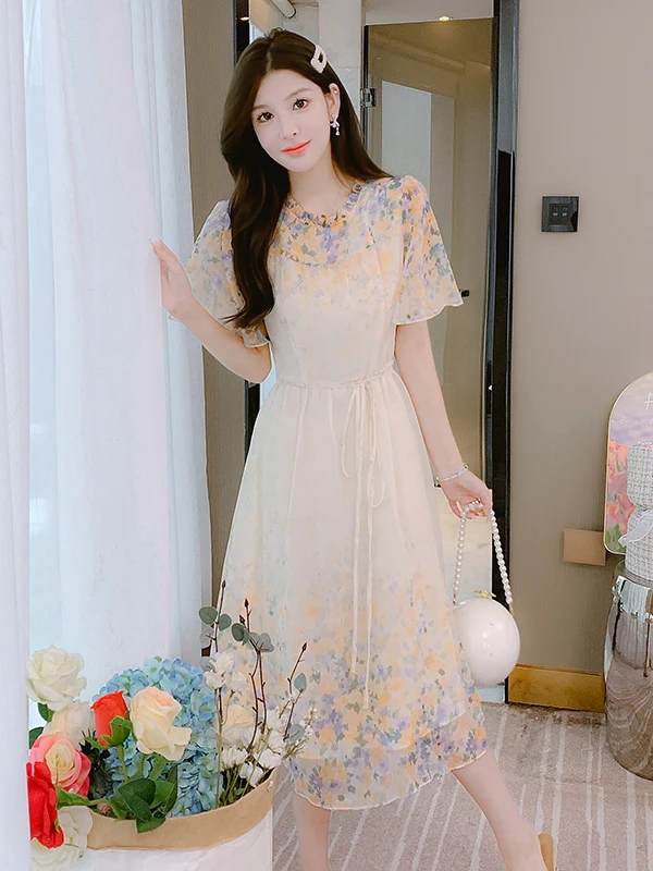 Summer New Style Women's Long Floral Print Chiffon Dress Waist Cinched Holiday Dress Commute A-Line Skirt Polyester Fiber
Summer New Style Women's Long Floral Print Chiffon Dress Waist Cinched Holiday Dress Commute A-Line Skirt Polyester Fiber