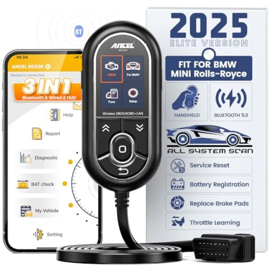 Upgraded BD310 for BMW ANCEL BD330 OBD2 Scanner Bluetooth Full-System Diagnostic Tool with Battery Registration EPB Oil Throttl
Upgraded BD310 for BMW ANCEL BD330 OBD2 Scanner Bluetooth Full-System Diagnostic Tool with Battery Registration EPB Oil Throttl