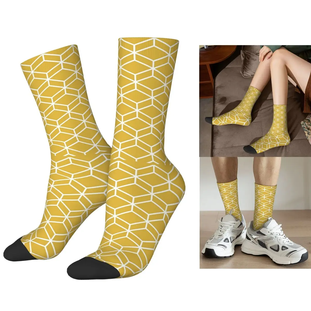 Сотовые геометрические решетки белого и светло-горчично-желтого цвета Носки Харадзюку Поглощающие пот чулки Всесезонные длинные носки
Сотовые геометрические решетки белого и светло-горчично-желтого цвета Носки Харадзюку Поглощающие пот чулки Всесезонные длинные носки