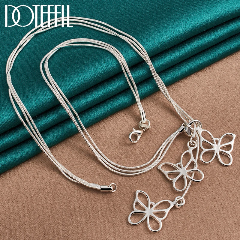 DOTEFFIL 925 Sterling Silver Three Snake Chain Butterfly Necklace For Women Wedding Engagement Fashion Jewelry
DOTEFFIL 925 Sterling Silver Three Snake Chain Butterfly Necklace For Women Wedding Engagement Fashion Jewelry