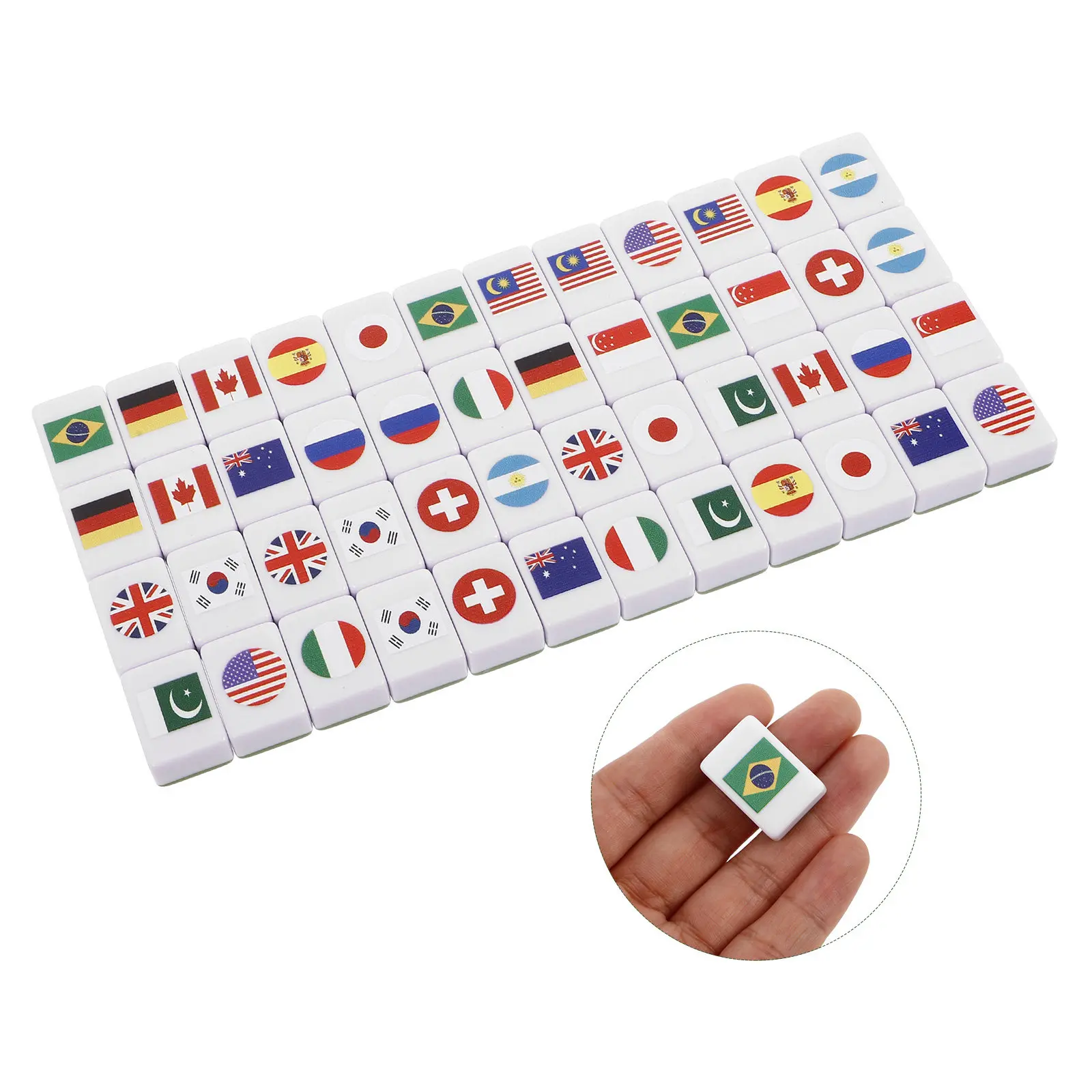 48Pcs National Flags Mahjong Game Set Family Party Tiles Includes Two Player Elimination and Educational Tile Push Game Blocks
48Pcs National Flags Mahjong Game Set Family Party Tiles Includes Two Player Elimination and Educational Tile Push Game Blocks