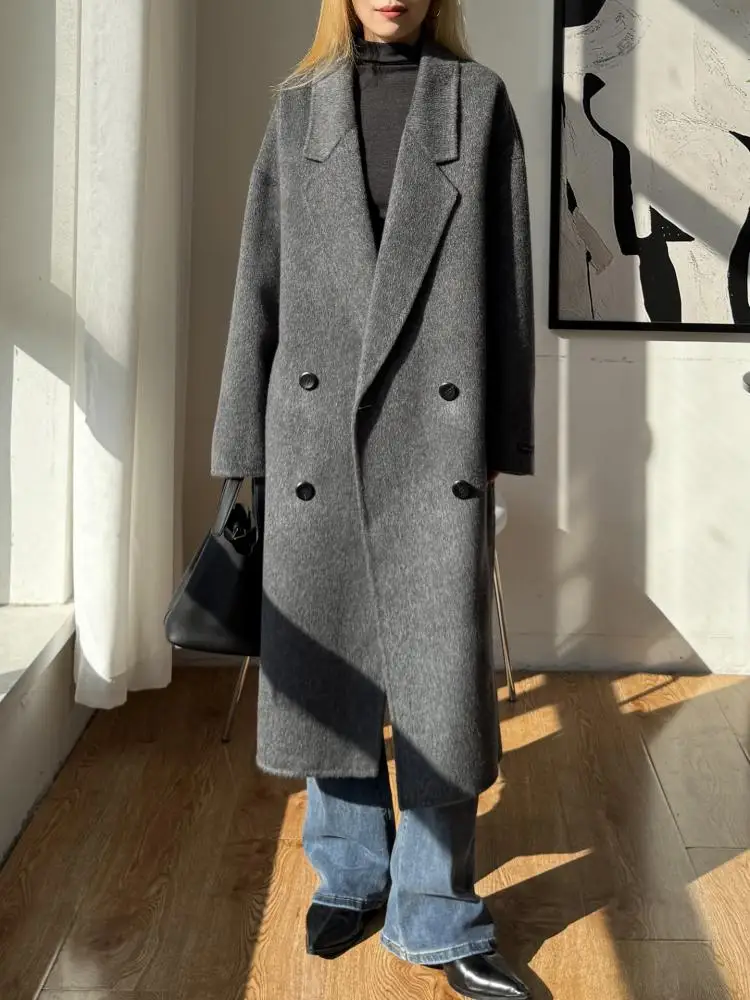 Office Lady Double-Breasted Alpaca Woolen Jackets 2025 Autumn And Winter High-End Lapel Long Loose Women's Wool Coats
Office Lady Double-Breasted Alpaca Woolen Jackets 2025 Autumn And Winter High-End Lapel Long Loose Women's Wool Coats