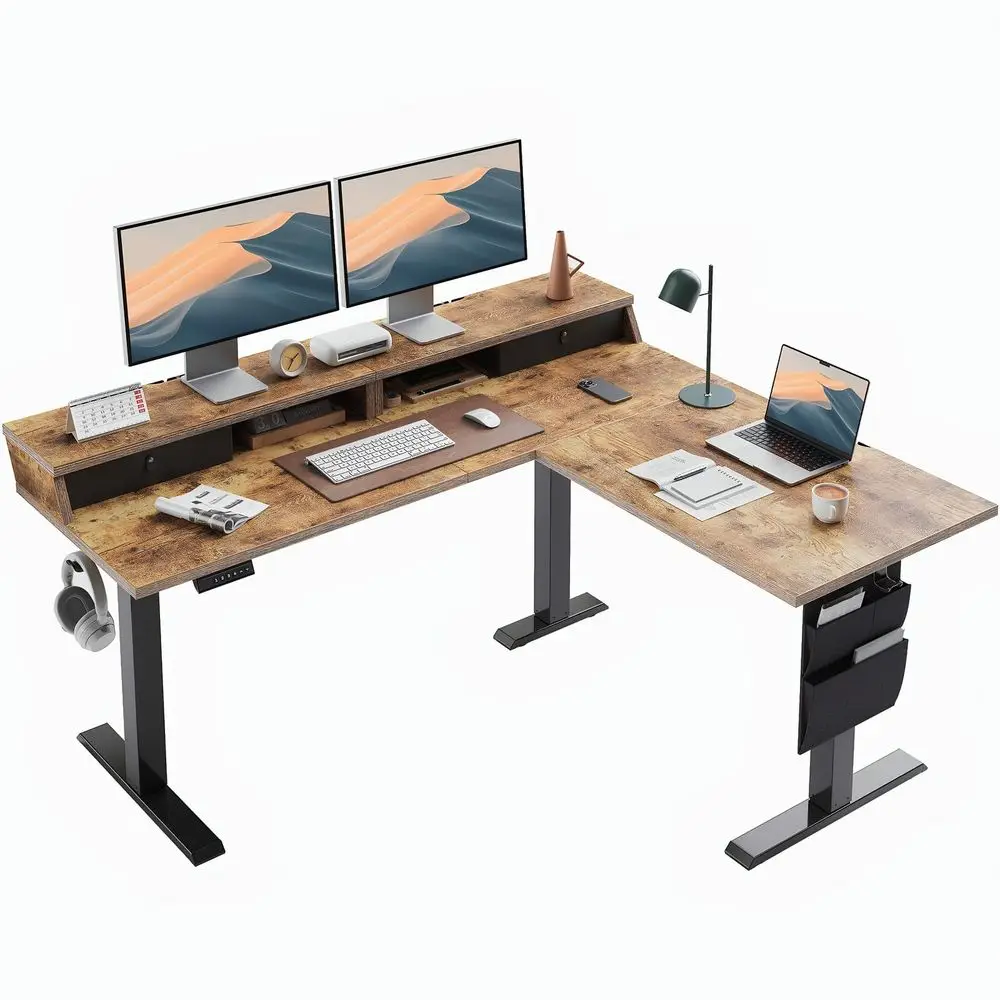 L Shaped Electric Standing Desk, 63 Ergonomic Corner Height Adjustable Desk with Drawers, Sit Stand Computer Table with Storage
L Shaped Electric Standing Desk, 63 Ergonomic Corner Height Adjustable Desk with Drawers, Sit Stand Computer Table with Storage