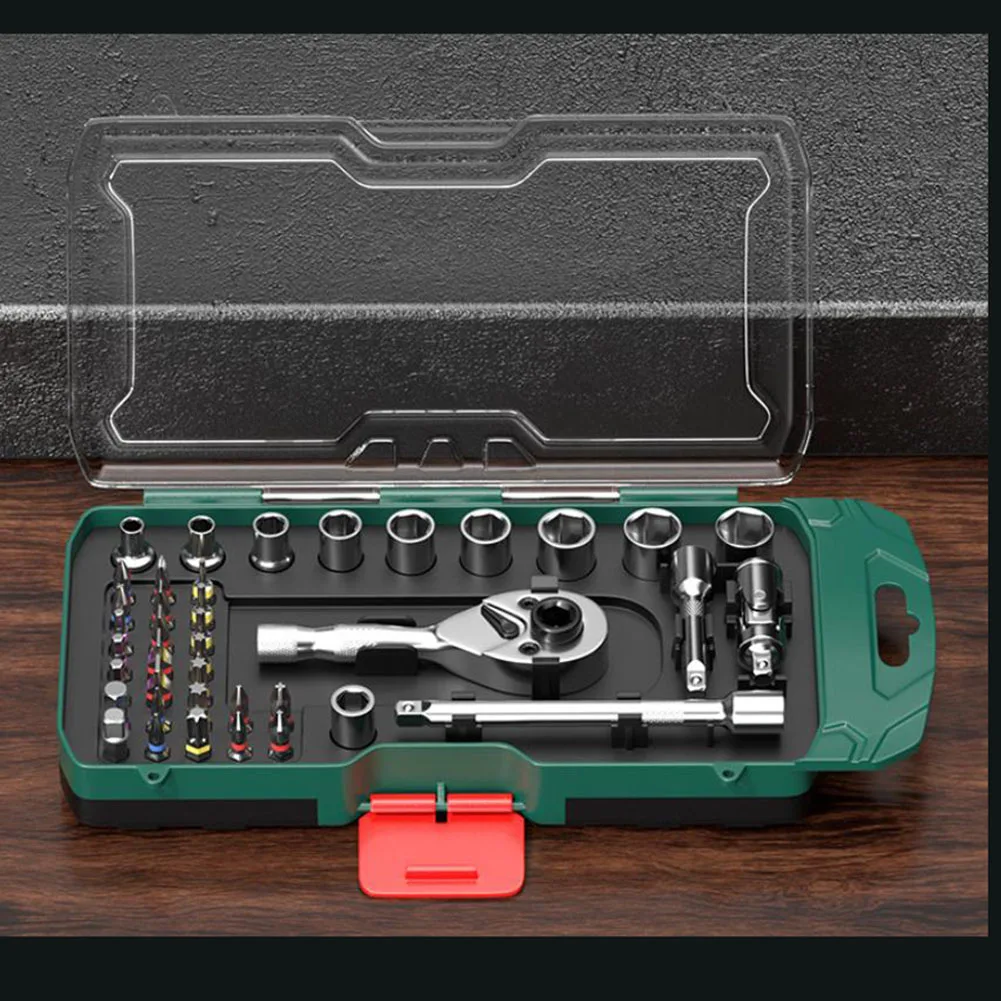 39PCS Ratchet Wrench Socket Bit Set with 72-Tooth Mechanism for For torx Star Cross Bits Mechanical Repair Tools
39PCS Ratchet Wrench Socket Bit Set with 72-Tooth Mechanism for For torx Star Cross Bits Mechanical Repair Tools
