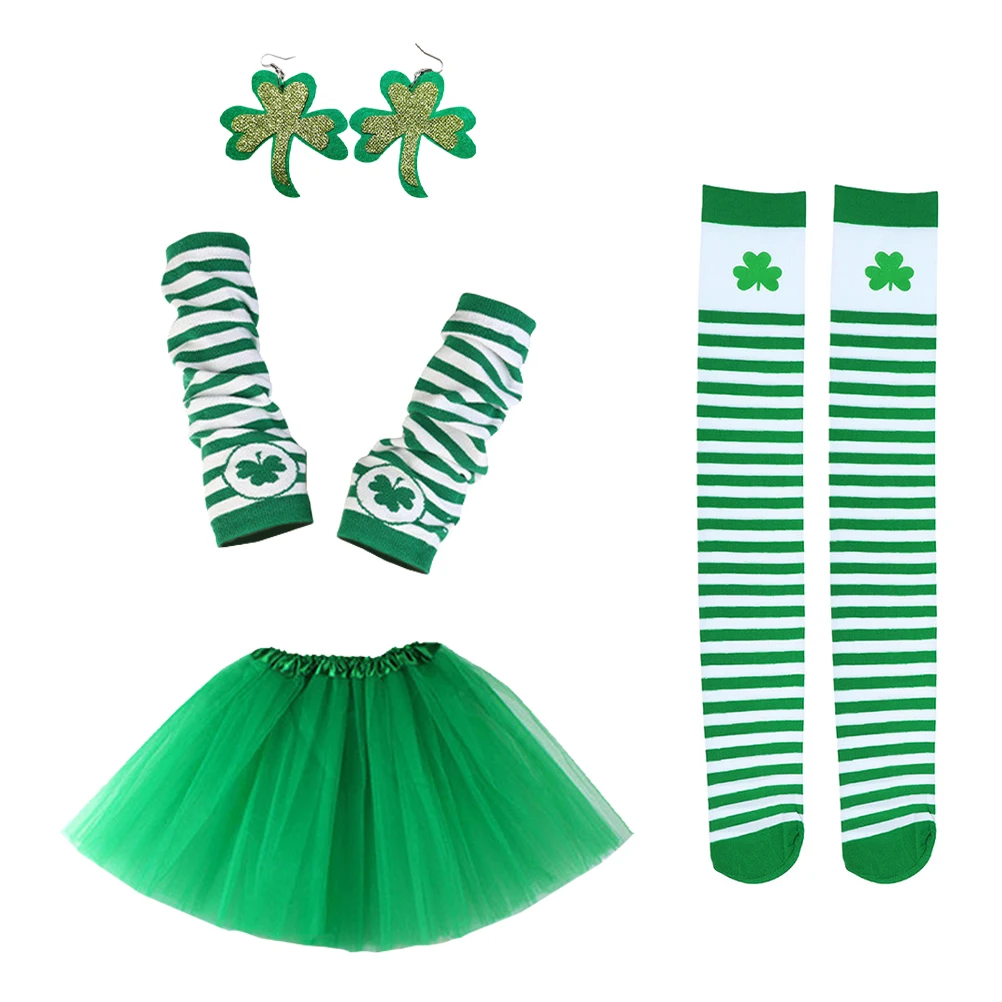 Patrick's Day Costume Set Green Irish Festival Tutu Earrings Stockings Sleeve Reusable Kids Gift Shamrock Clothing
Patrick's Day Costume Set Green Irish Festival Tutu Earrings Stockings Sleeve Reusable Kids Gift Shamrock Clothing