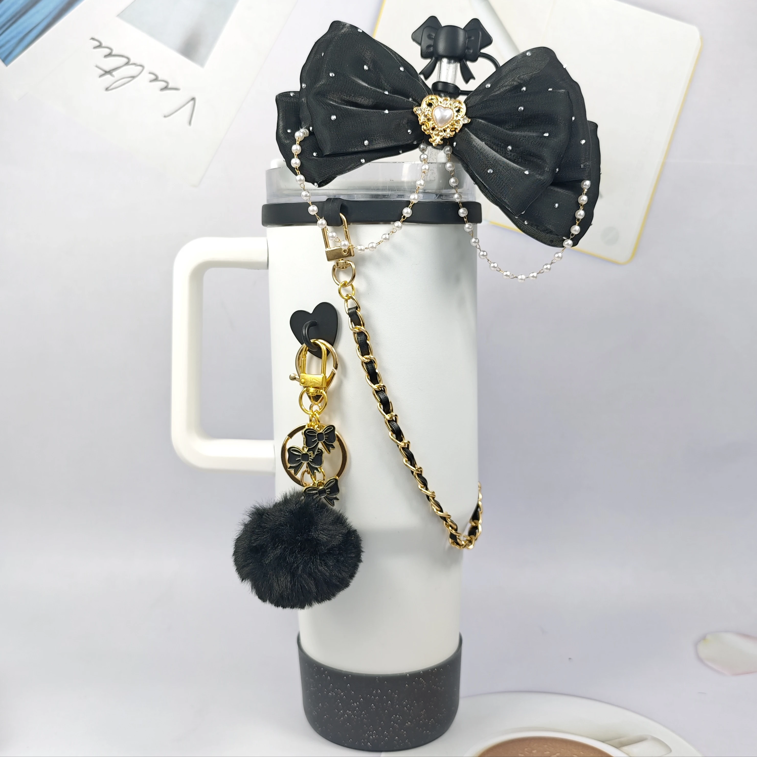 New Decorative Straw Cap, Cup Sleeve, Cup Chain, Bow, Pearl, White, Purple, Pink, Black Pendant, Plush Ball Pendant
New Decorative Straw Cap, Cup Sleeve, Cup Chain, Bow, Pearl, White, Purple, Pink, Black Pendant, Plush Ball Pendant