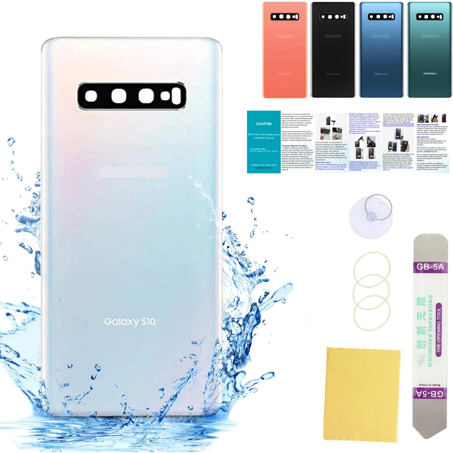 Compatible for Samsung Galaxy S10 Back Glass Cover Replacement 6.1-Inches SM-G973 All Carriers with Installation Manual + Repair
Compatible for Samsung Galaxy S10 Back Glass Cover Replacement 6.1-Inches SM-G973 All Carriers with Installation Manual + Repair