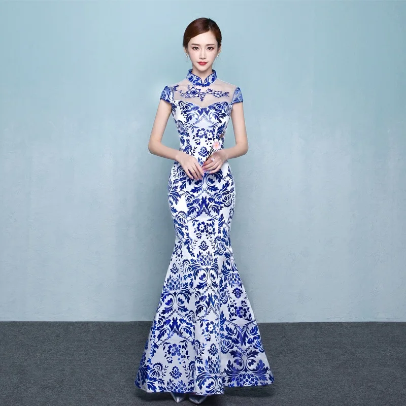 Women Blue Traditional Cheongsam Party Show Wedding Costumes Vintage Dress Elegant Evening Dresses Improved Qipao XS To 3XL
Women Blue Traditional Cheongsam Party Show Wedding Costumes Vintage Dress Elegant Evening Dresses Improved Qipao XS To 3XL